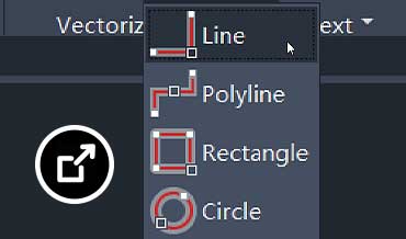 Histogram panel overlaying a vector drawing and geographical images