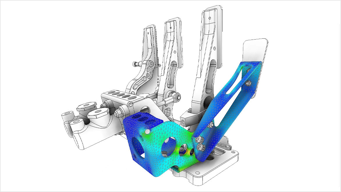 Simulation of a pedal box in Autodesk Inventor Nastran