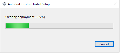 Image showing the Creating deployment progress bar from Autodesk Account